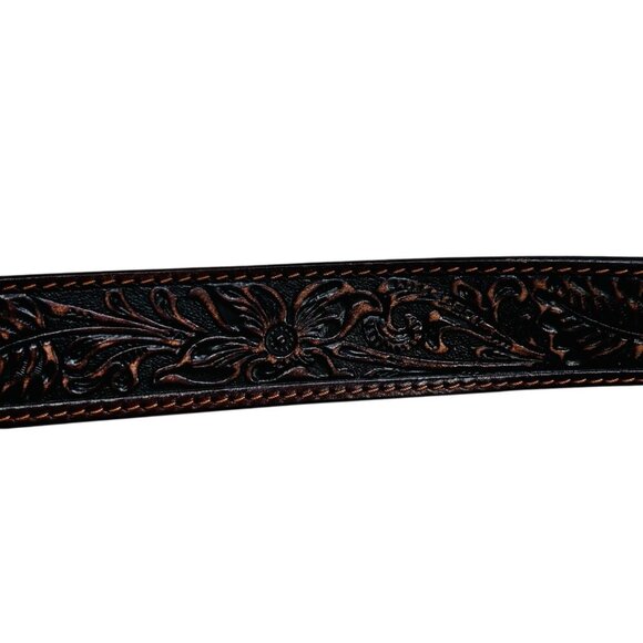 Tony Lama 36 Tooled Leather Belt Western C51155 Brown - Picture 2 of 4